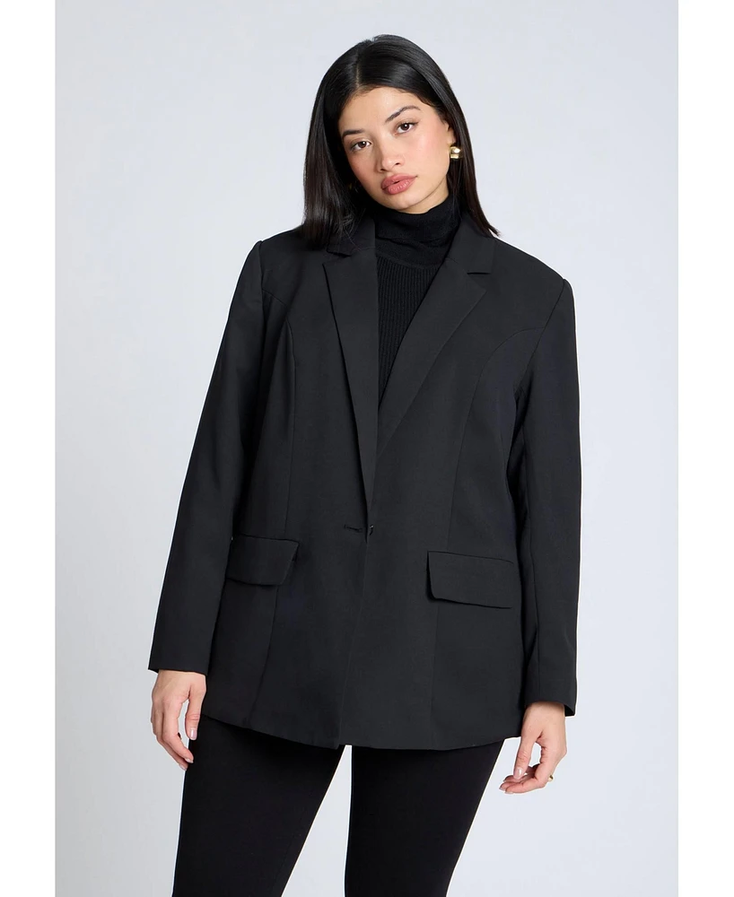 Eloquii Women's Plus The Fluid Crepe Longline Blazer