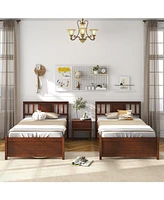 Wooden Platform Bed with Headboard and Slat Support