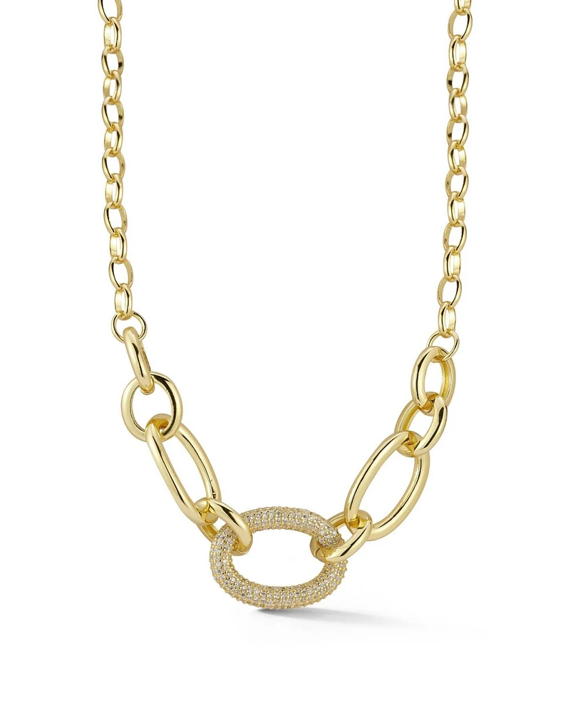 Rachel Zoe Gold Plated Bold Chain Link Necklace with Crystals