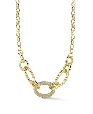 Rachel Zoe Gold Plated Bold Chain Link Necklace with Crystals