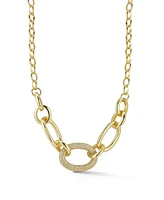 Rachel Zoe Gold Plated Bold Chain Link Necklace with Crystals