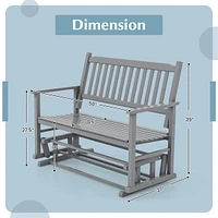 Patio Glider Loveseat Chair Swing Rocking Bench with Slatted Seat & Curved Backrest