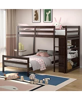 Space-Saving Loft Bunk Bed with Storage Bookcase, Ideal for Kids and Teen Bedrooms
