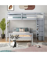 Space-Saving Loft Bunk Bed with Storage Bookcase, Ideal for Kids and Teen Bedrooms