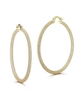 Rachel Zoe 14K Gold Plated Sterling Silver Large Pave Hoop Earrings