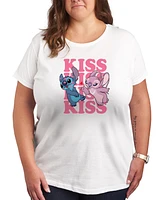 Hybrid Apparel Plus Stitch Valentines Day Kiss Graphic Crew Neck T-Shirt