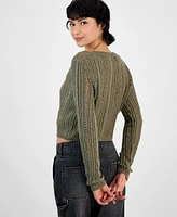 And Now This Women's Pointelle-Knit Scoop-Neck Cardigan, Exclusively at Macy's