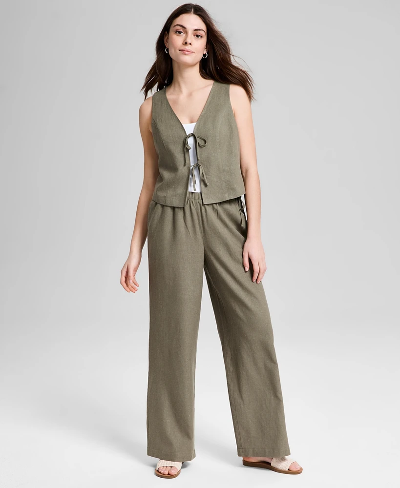 And Now This Women's Wide-Leg Side-Tie Striped Pants, Exclusively at Macy's