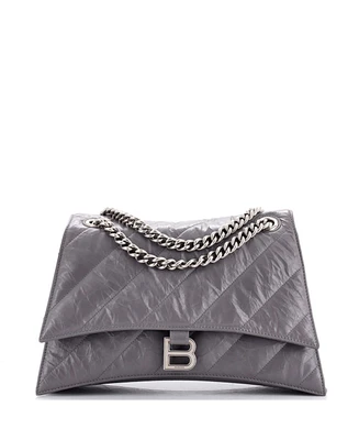 Pre-Owned Balenciaga Crush Chain Flap Bag Quilted Crushed Calfskin