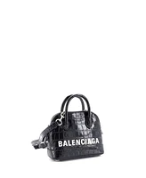 Pre-Owned Balenciaga Xxs Logo Ville Bag Embossed Leather