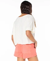 Roxy Juniors' Cotton Palm Stripe Crewneck Tee