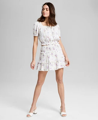 And Now This Women's Floral Print Tiered Mini Skirt, Exclusively at Macy's