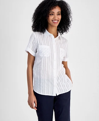 Tommy Hilfiger Women's Striped Cotton Camp Shirt