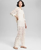 And Now This Women's Cotton Crochet Pull-On Pants, Exclusively at Macy's