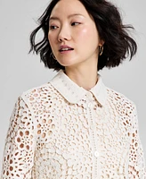 And Now This Women's Cotton Crocheted Lace Blouse