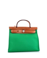 Pre-Owned Hermes 31 Herbag Zip Leather and Toile