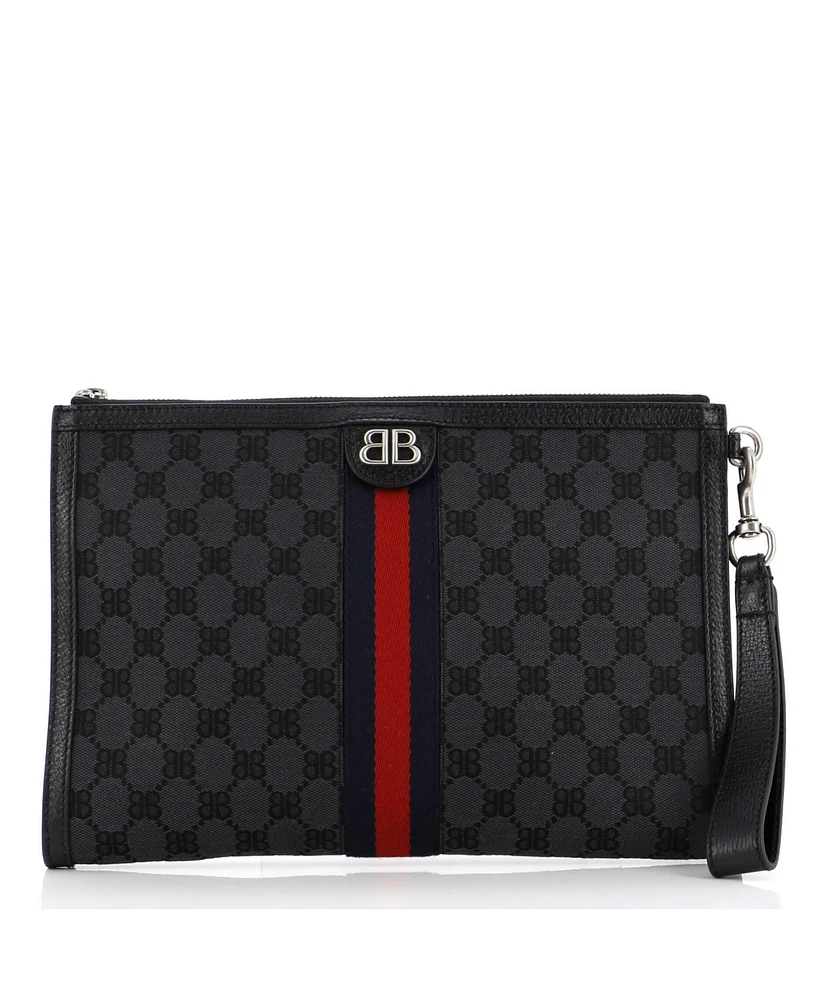 Pre-Owned Balenciaga x Gucci The Hacker Project Web Wristlet Clutch Bb Canvas