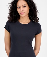 Boss Orange Women's Ribbed Open-Back Short-Sleeve Jersey Top