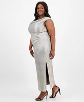 Connected Plus Cowlneck Sleeveless Long Dress