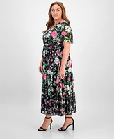 Kasper Plus Floral-Print Maxi Dress