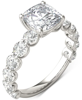 Charles & Colvard Moissanite Cushion & Round Engagement Ring (3-1/2 ct. t.w. Diamond Equivalent) in 14k White Gold