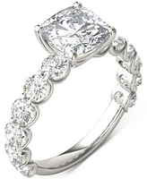 Charles & Colvard Moissanite Cushion & Round Engagement Ring (3-1/2 ct. t.w. Diamond Equivalent) in 14k White Gold
