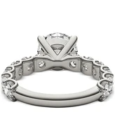 Charles & Colvard Moissanite Solitaire & Trellis-Set Side Stone Ring (3-3/4 ct. t.w.) in 14k White Gold
