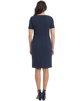 London Times Women's Side Tie-Neck Sheath Dress