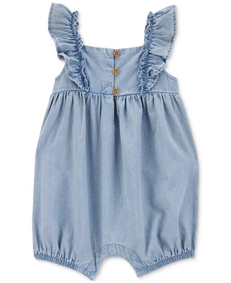 Carter's Baby Girls Cotton Chambray Flutter Romper