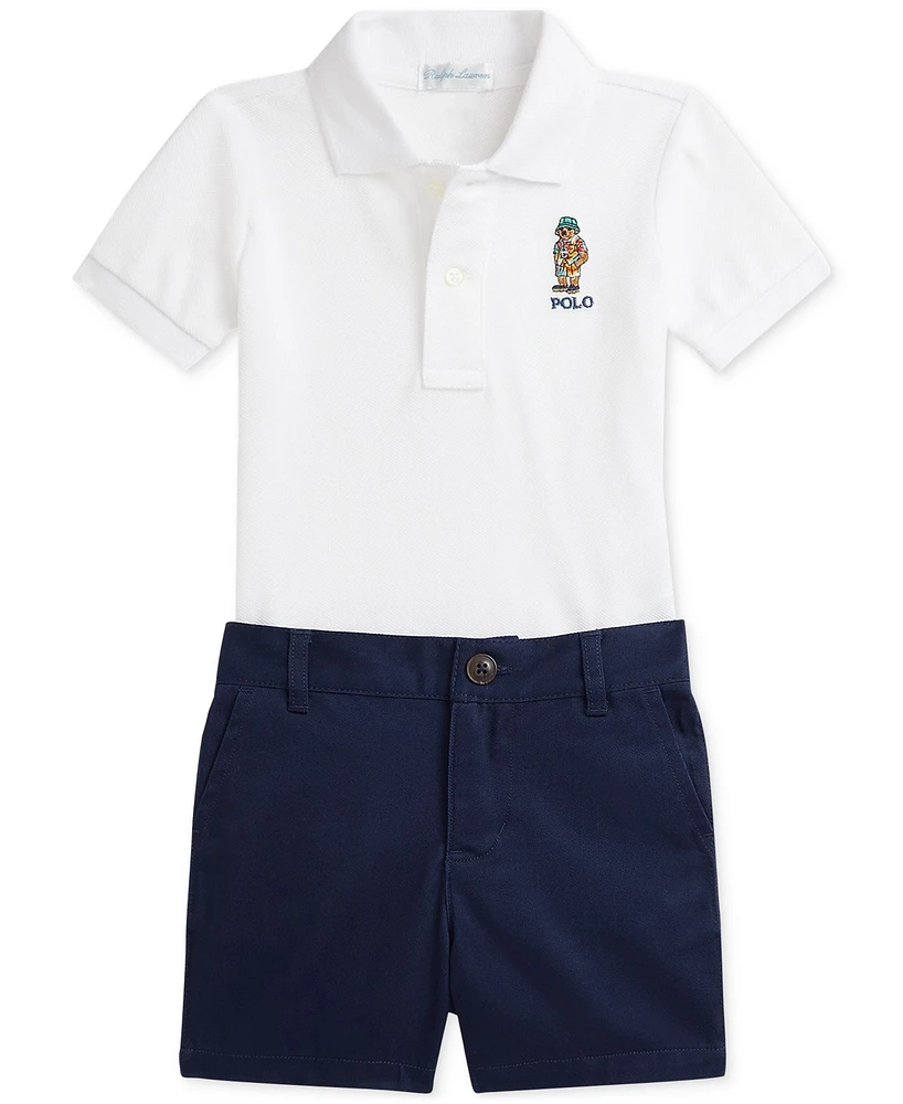 Polo Ralph Lauren Baby Boys Mesh Shirt & Chino Short Set