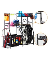 Heavy-Duty Garage Sports Equipment Organizer with Baskets and Hooks