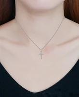 Giani Bernini Cubic Zirconia Pave Cross Pendant Necklace (1/5 ct. t.w.) in Sterling Silver, 16" + 2" extender