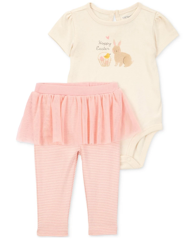 Carter's Baby Girls 2-Pc. Bunny Bodysuit & Tutu Pants Set