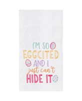 I'm So Eggcited" Easter Spring Embroidered Cotton Flour Sack Kitchen Dishtowel