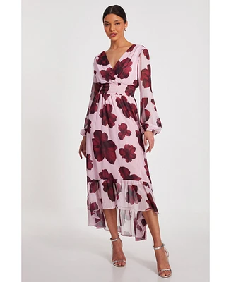 Quiz Women's Floral Midi Dip Hem Dress