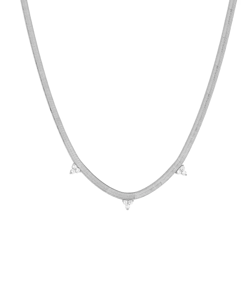 And Now This Cubic Zirconia Flat Herringbone Chain Necklace