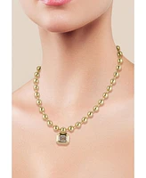 Rachel Zoe Gold Plated Emerald Cut Crystal Pendant Necklace