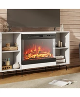 3-Sided Glass Electric Fireplace Heater with Remote Control for Panoramic View and Efficient Heating
