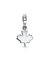 Bling Jewelry Canadian Maple Leaf Dangle Charm Bead for European Bracelet Oxidized Silver