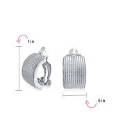 Bling Jewelry Casual Twisted Wide Half Hoop Clip-On Earrings Non-Pierced Ears