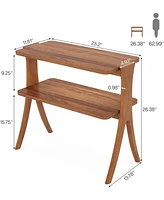Tribesigns Narrow Side Table for Living Room, Farmhouse End Table with 2-Tier Storage Shelf and Solid Wood Legs