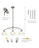 Moose Modern 3-Light Kitchen Pendant Lighting, Brushed Nickel