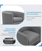 Modern Club Swivel Accent Chair with Ottoman Footrest Curved Backrest