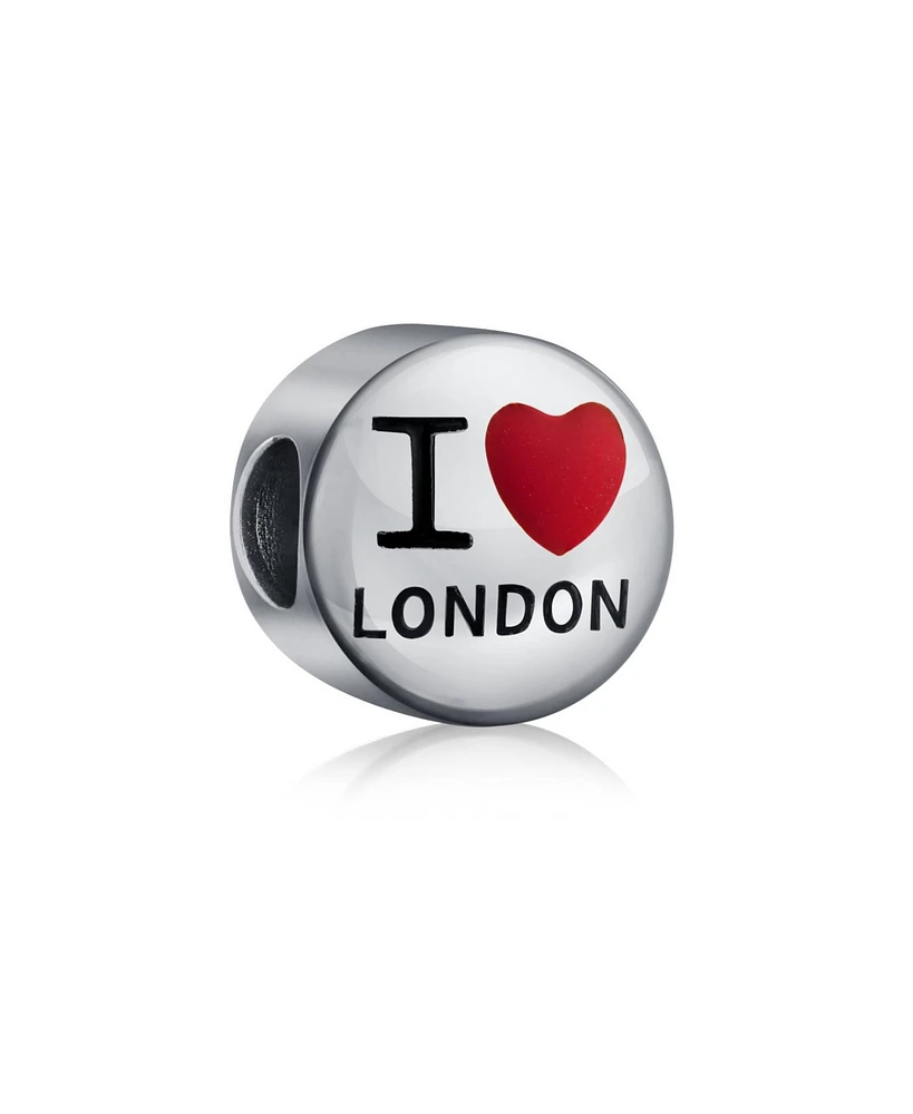 Bling Jewelry I Love London Charm Bead Enamel Sterling Silver for European Bracelets