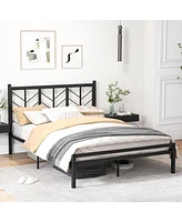 Platform Bed with Headboard and Metal Frame