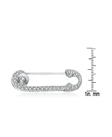 Sterling Silver White Gold Plated with Clear White Cubic Zirconia Pin
