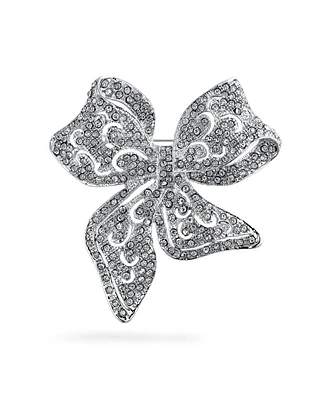 Bling Jewelry Victorian Style Crystal Fashion Brooch Pin Silver Plated