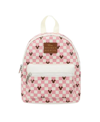 Disney Mickey Ears 11.5 Pink & White Checkered Mini Backpack