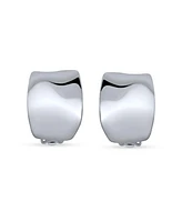 Bling Jewelry Geometric Hammered Dome Half Hoop Clip-On Earrings For Non-Pierced Ears