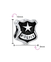 Bling Jewelry Serve Protect Officer Badge Charm Bead Sterling Silver for European Bracelet